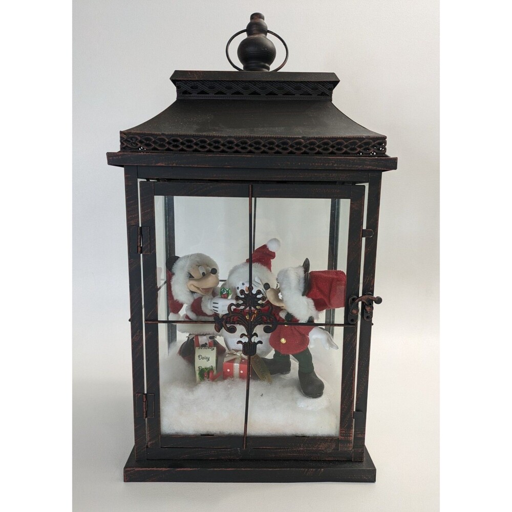 Vintage Disney Mickey And Minnie Mouse Winter Lantern 16" Display Case Very Rare